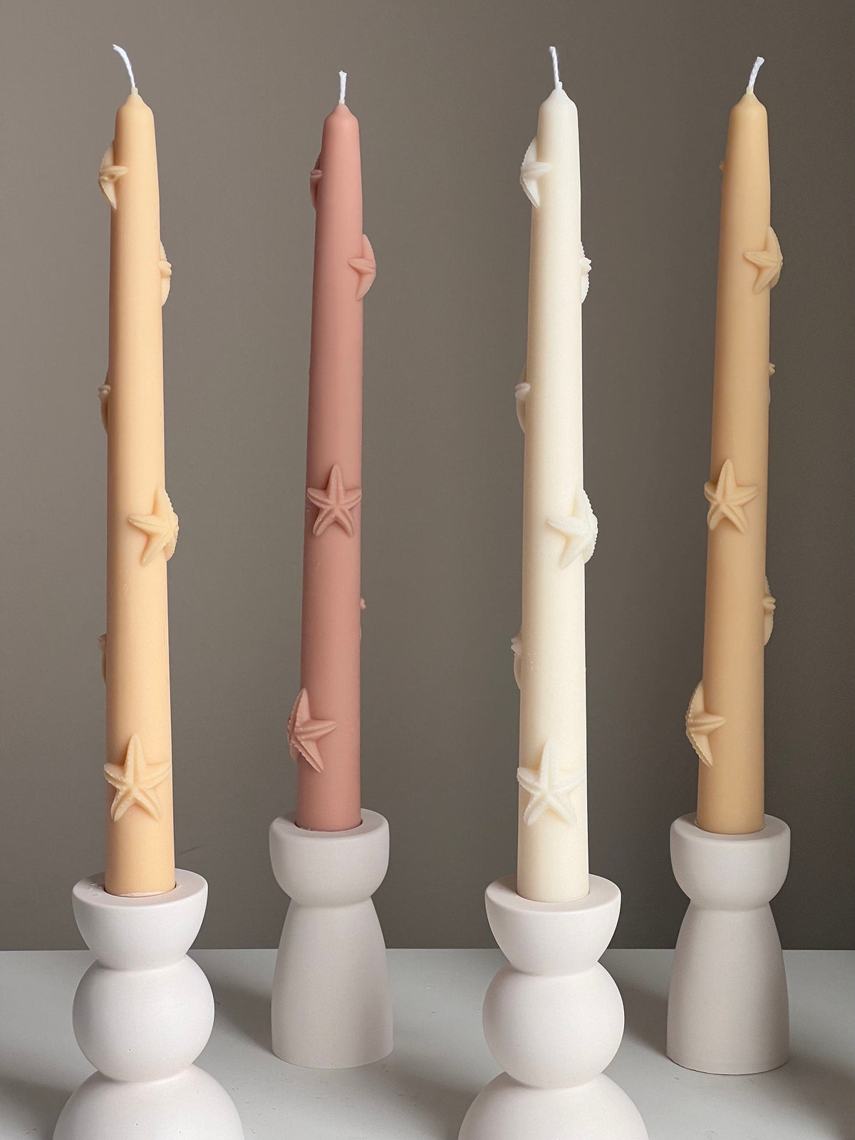 Handmade Starfish Soy Wax Taper Candle: Coastal Decor-5