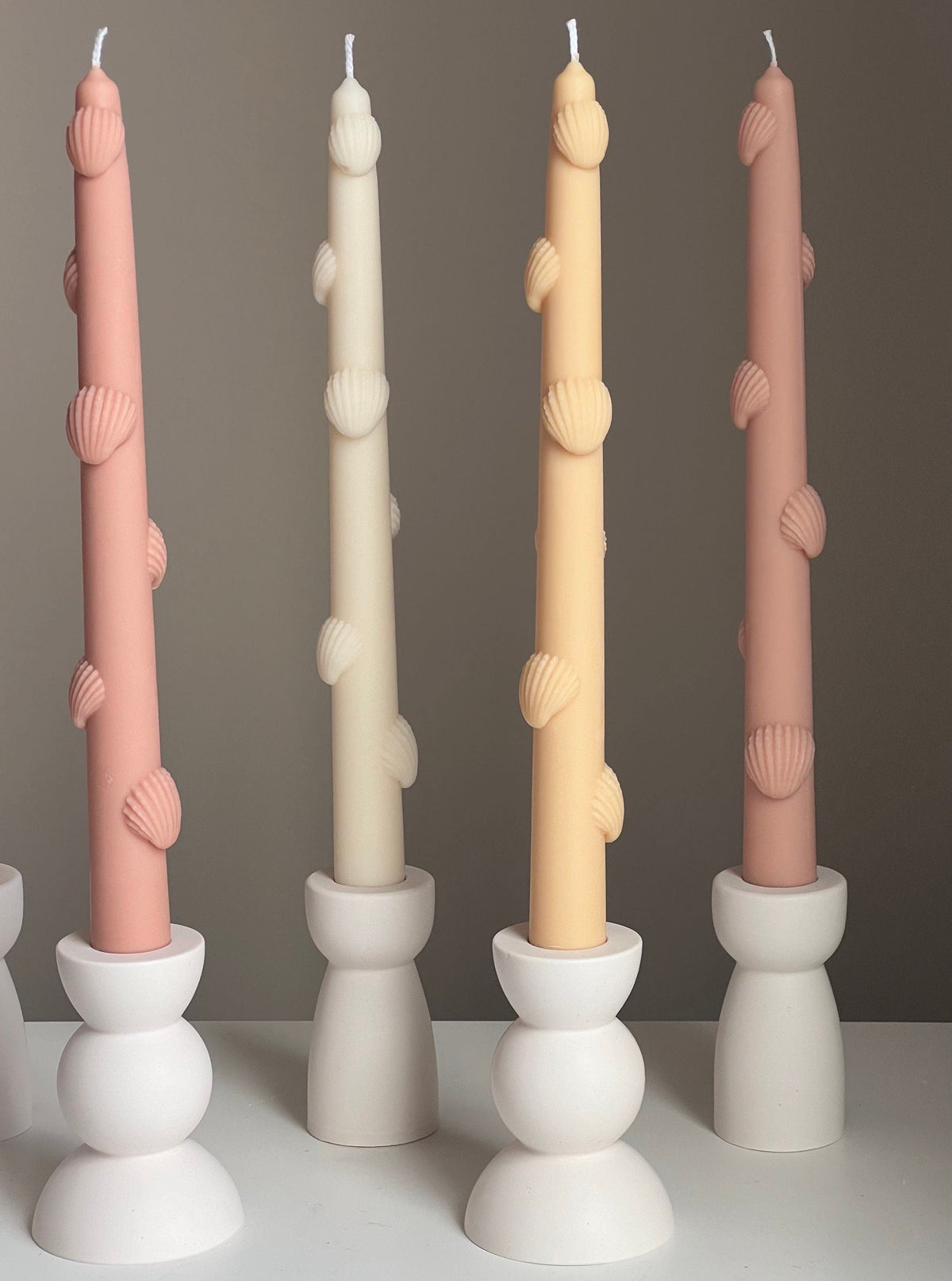 Shell Taper Candle: Handmade Soy Wax Dinner Candle-2