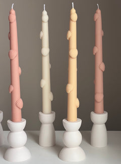 Shell Taper Candle: Handmade Soy Wax Dinner Candle-2