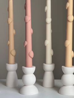 Shell Taper Candle: Handmade Soy Wax Dinner Candle-3