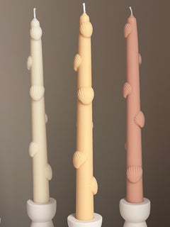 Shell Taper Candle: Handmade Soy Wax Dinner Candle-4