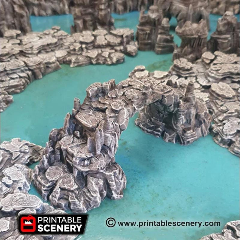 Grotto Bridge - Printable Scenery | DnD | Clorehaven | Cave | Dungeon | Scene | Scatter | Wargaming | Terrain | Pathfinder | 28mm 15mm 32mm-1