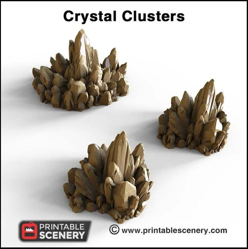 Crystal Clusters - Printable Scenery | DnD | Goblin Grotto | Cave | Dungeon | Scene | Scatter Terrain | Wargaming | 28mm 15mm 32mm | D&D-4