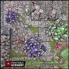 Crystal Clusters - Printable Scenery | DnD | Goblin Grotto | Cave | Dungeon | Scene | Scatter Terrain | Wargaming | 28mm 15mm 32mm | D&D-3