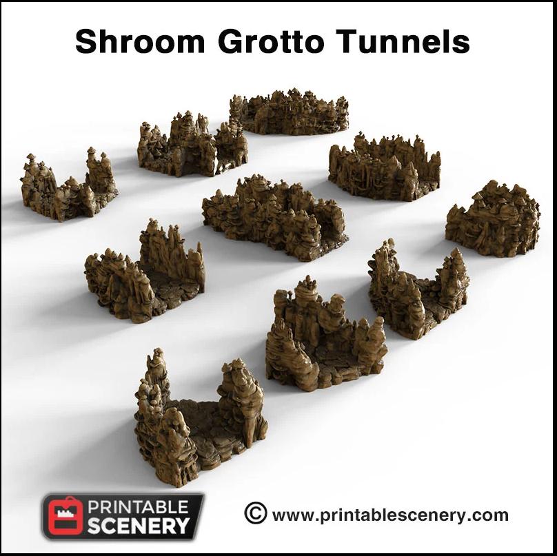 Mushroom Grotto Tunnels - Printable Scenery | DnD | Cave | Dungeon | Scene | Scatter Terrain | Wargaming | Pathfinder | 28mm 15mm 32mm-2