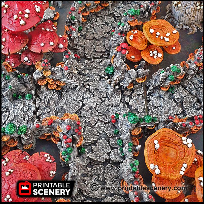 Mushroom Grotto Tunnels - Printable Scenery | DnD | Cave | Dungeon | Scene | Scatter Terrain | Wargaming | Pathfinder | 28mm 15mm 32mm-3