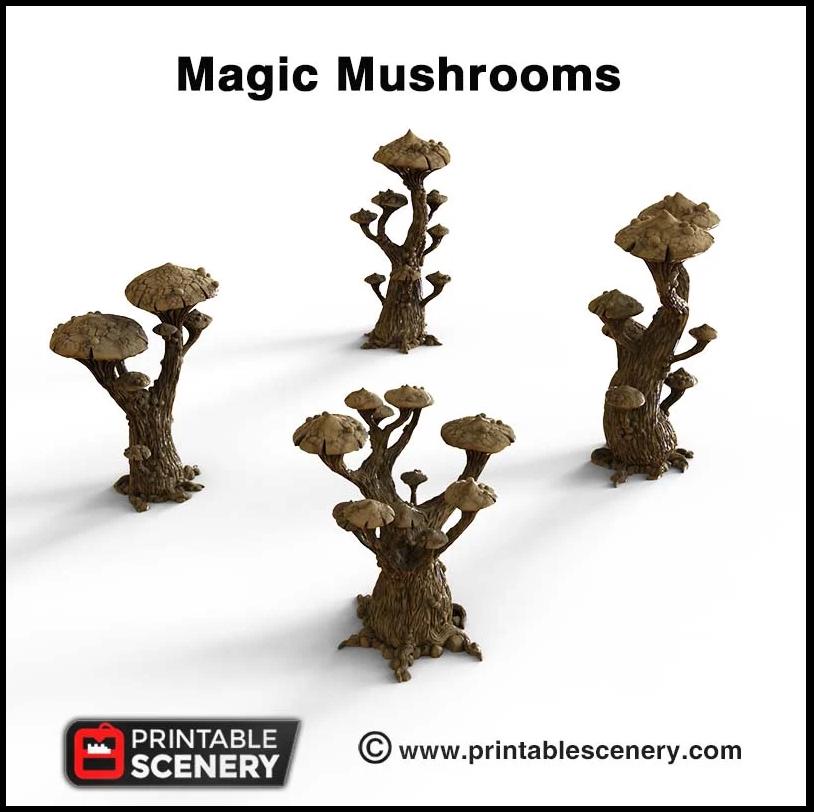 Magic Mushrooms Tree Set - Printable Scenery | DnD | Cave | Swamp | Trees | Scatter Terrain | Wargaming | Goblin Grotto | 28mm 15mm 32mm-8