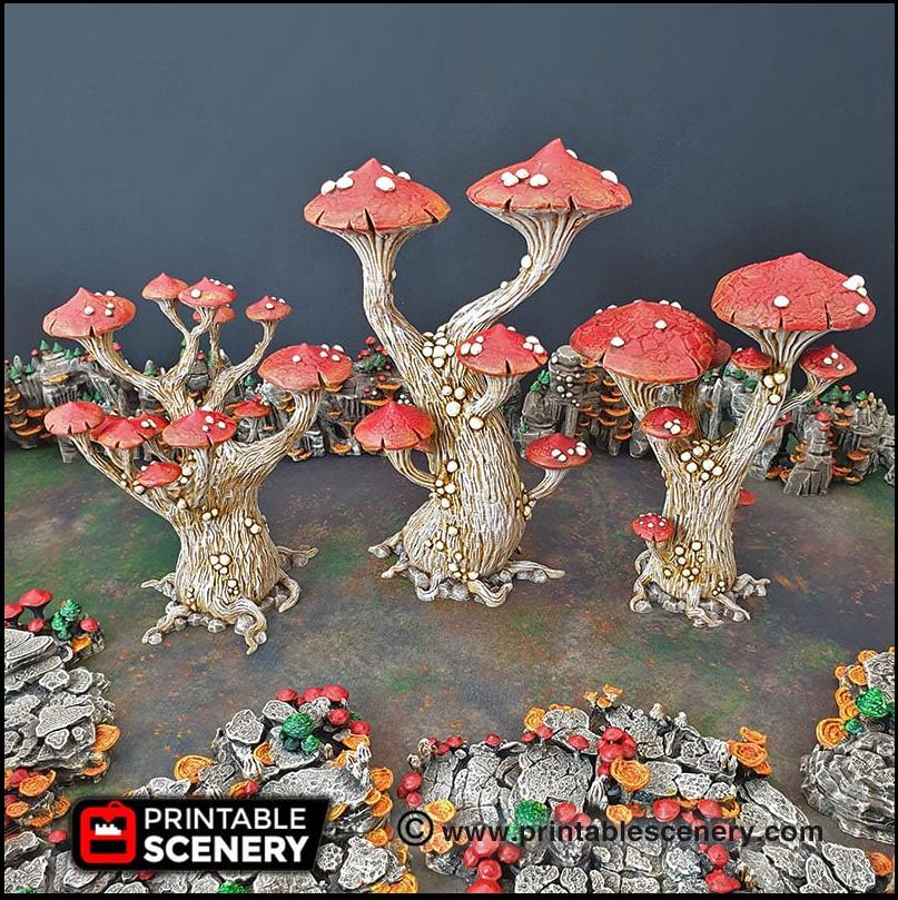 Magic Mushrooms Tree Set - Printable Scenery | DnD | Cave | Swamp | Trees | Scatter Terrain | Wargaming | Goblin Grotto | 28mm 15mm 32mm-5