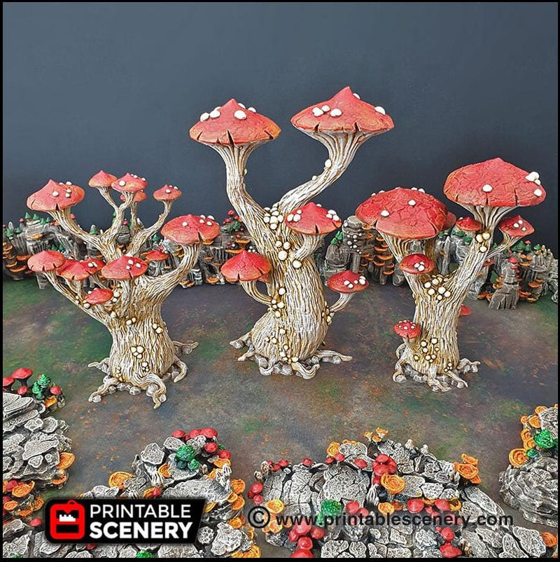 Magic Mushrooms Tree Set - Printable Scenery | DnD | Cave | Swamp | Trees | Scatter Terrain | Wargaming | Goblin Grotto | 28mm 15mm 32mm-5