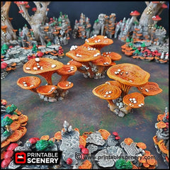 Lantern Clusters Mushroom Set - Printable Scenery | DnD | Cave | Swamp | Trees | Scatter Terrain | Wargaming, Goblin Grotto | 28mm 15mm 32mm-1