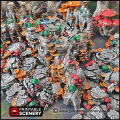Mushroom Grotto Walls - Printable Scenery | DnD | Clorehaven | Cave | Dungeon | Scene | Scatter Terrain | Wargaming | 28mm 15mm 32mm, Goblin-3