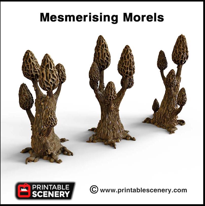 Mesmerizing Morels Mushroom Tree Set - Printable Scenery | DnD | Cave | Swamp | Scatter Terrain | Wargaming | Goblin Grotto | 28mm 15mm 32mm-2
