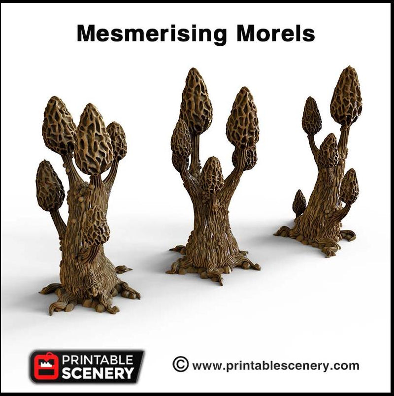 Mesmerizing Morels Mushroom Tree Set - Printable Scenery | DnD | Cave | Swamp | Scatter Terrain | Wargaming | Goblin Grotto | 28mm 15mm 32mm-2