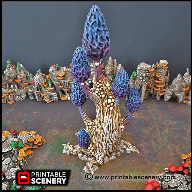 Mesmerizing Morels Mushroom Tree Set - Printable Scenery | DnD | Cave | Swamp | Scatter Terrain | Wargaming | Goblin Grotto | 28mm 15mm 32mm-5