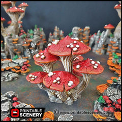 Magic Mushroom Clusters Tree Set - Printable Scenery | DnD | Cave | Swamp | Scatter Terrain | Wargaming | Goblin Grotto | 28mm 15mm 32mm-5