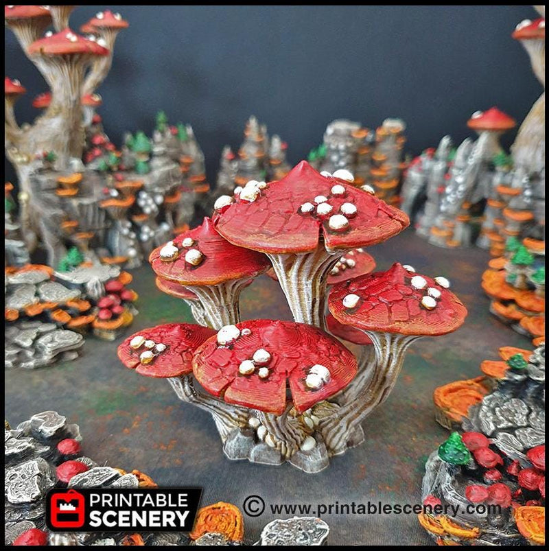 Magic Mushroom Clusters Tree Set - Printable Scenery | DnD | Cave | Swamp | Scatter Terrain | Wargaming | Goblin Grotto | 28mm 15mm 32mm-5