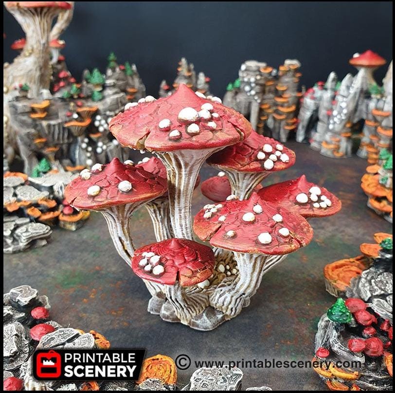 Magic Mushroom Clusters Tree Set - Printable Scenery | DnD | Cave | Swamp | Scatter Terrain | Wargaming | Goblin Grotto | 28mm 15mm 32mm-6