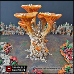 Blooming Lanterns Mushroom Tree Set - Printable Scenery | DnD | Cave | Swamp | Scatter Terrain | Wargaming | Goblin Grotto | 28mm 15mm 32mm-6