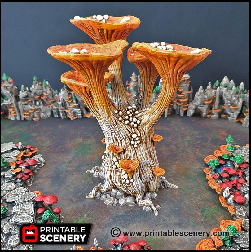 Blooming Lanterns Mushroom Tree Set - Printable Scenery | DnD | Cave | Swamp | Scatter Terrain | Wargaming | Goblin Grotto | 28mm 15mm 32mm-6