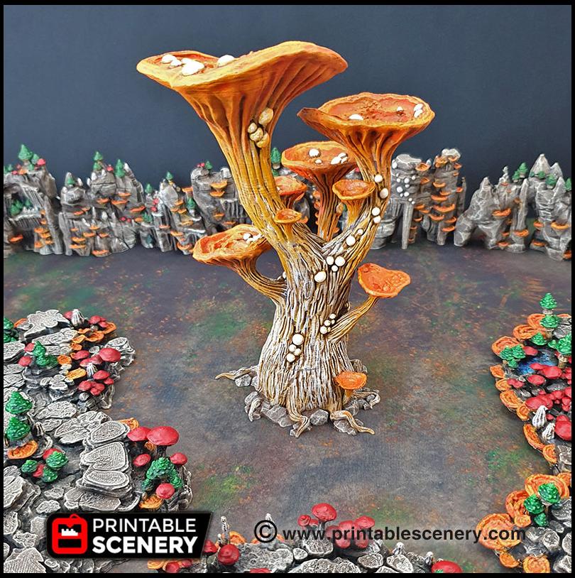 Blooming Lanterns Mushroom Tree Set - Printable Scenery | DnD | Cave | Swamp | Scatter Terrain | Wargaming | Goblin Grotto | 28mm 15mm 32mm-7
