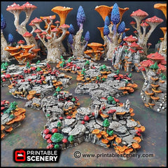 Mushroom Grotto Floors - Printable Scenery | DnD | Cave | Swamp | Scatter Terrain | Wargaming | Goblin Grotto | 28mm 15mm 32mm-3