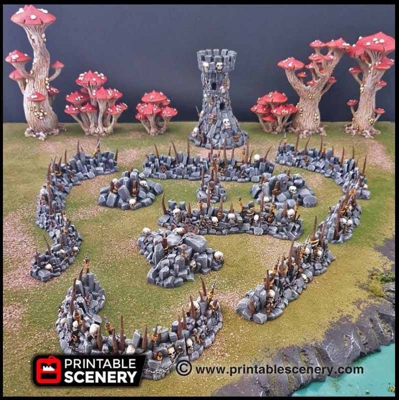 Goblin Barricades - Printable Scenery | DnD | Fort | Castle | Cover | Scatter Terrain | Wargaming | Goblin Grotto | 28mm 15mm 32mm-1
