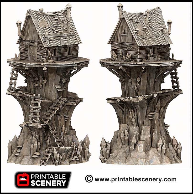 Shanty Tower - Printable Scenery | DnD | Goblin Grotto | Swamp | Fantasy | Scene | Scatter Terrain | Wargaming | Pathfinder | 28mm 15mm 32mm-6