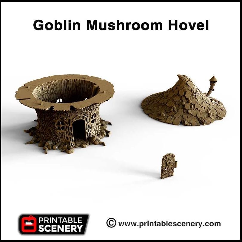 Goblin Mushroom Hovel - Printable Scenery | DnD | Goblin Grotto | Swamp | Scene | Scatter Terrain | Wargaming | Pathfinder | 28mm 15mm 32mm-6