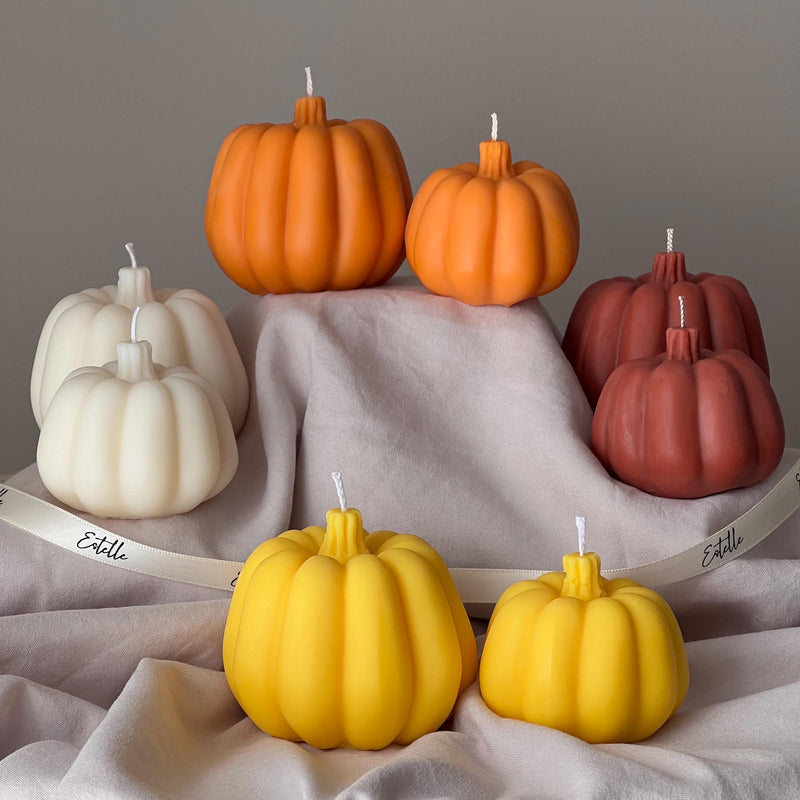 Handmade Pumpkin Soy Wax Candle Set: Autumn Home Decor-1