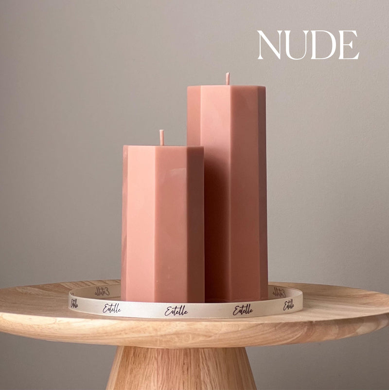 Hexagon Pillar Soy Wax Candle Set | Unscented Decorative Candles-4