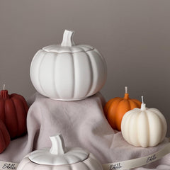 Pumpkin Jar Soy Wax Candle: Handmade Jesmonite Vessel, Autumn Scent-5