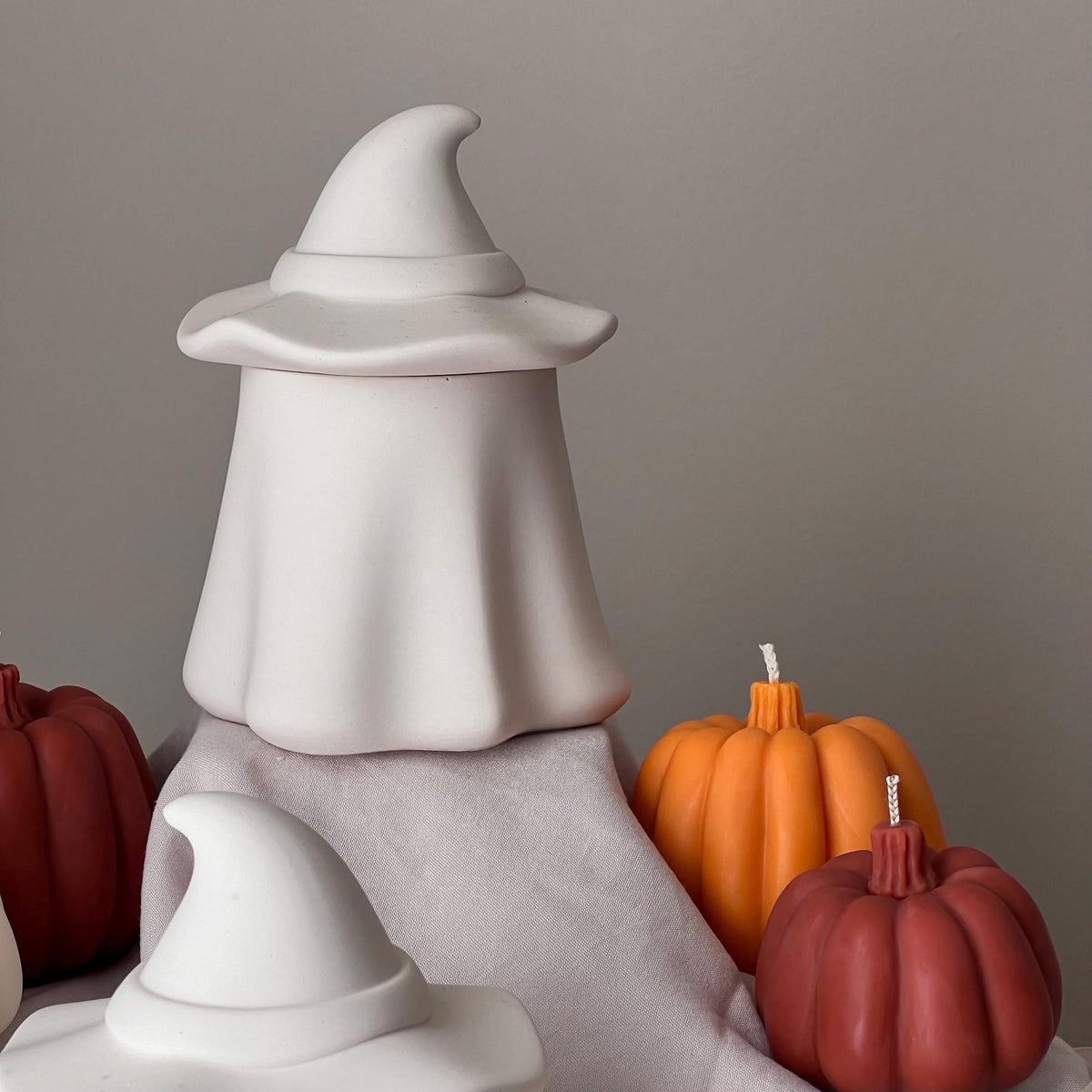 Ghost Jar Soy Candle: Handmade Jesmonite Vessel, Autumn Scent-4