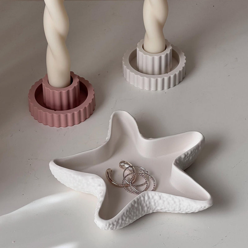 Starfish Jesmonite Jewelry Dish: Scandi Home Decor Tray-2