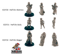 8 Half Orc Villager Miniature Pack - EC3D | DnD | Child | Villager | Bouncer | Chef | 28mm | Pathfinder | commoner | Wargaming | Beggar-2