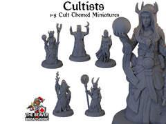 5 Cultist Miniature Pack - EC3D | DnD | Cult | Monster | Ritual | Underdark | 32mm | Pathfinder | commoner | TTRPG | Wargaming-1