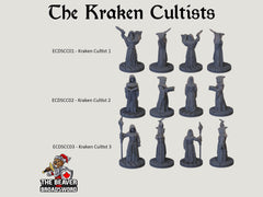 The Kraken Cult dnd mini set - EC3D | Pathfinder 2E | Evil | Sea | Cultist | Madness | Ocean | 32mm 28mm | TTRPG | Wargaming, Underwater-2