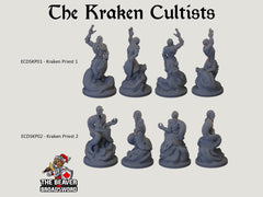 The Kraken Cult dnd mini set - EC3D | Pathfinder 2E | Evil | Sea | Cultist | Madness | Ocean | 32mm 28mm | TTRPG | Wargaming, Underwater-4