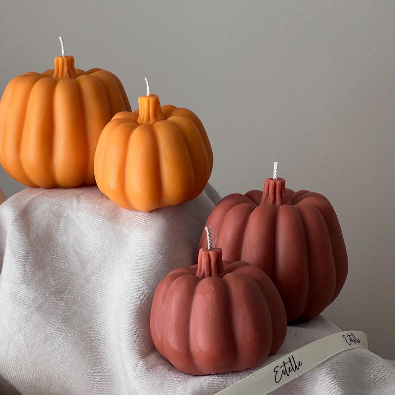 Handmade Pumpkin Soy Wax Candle Set: Autumn Home Decor-4
