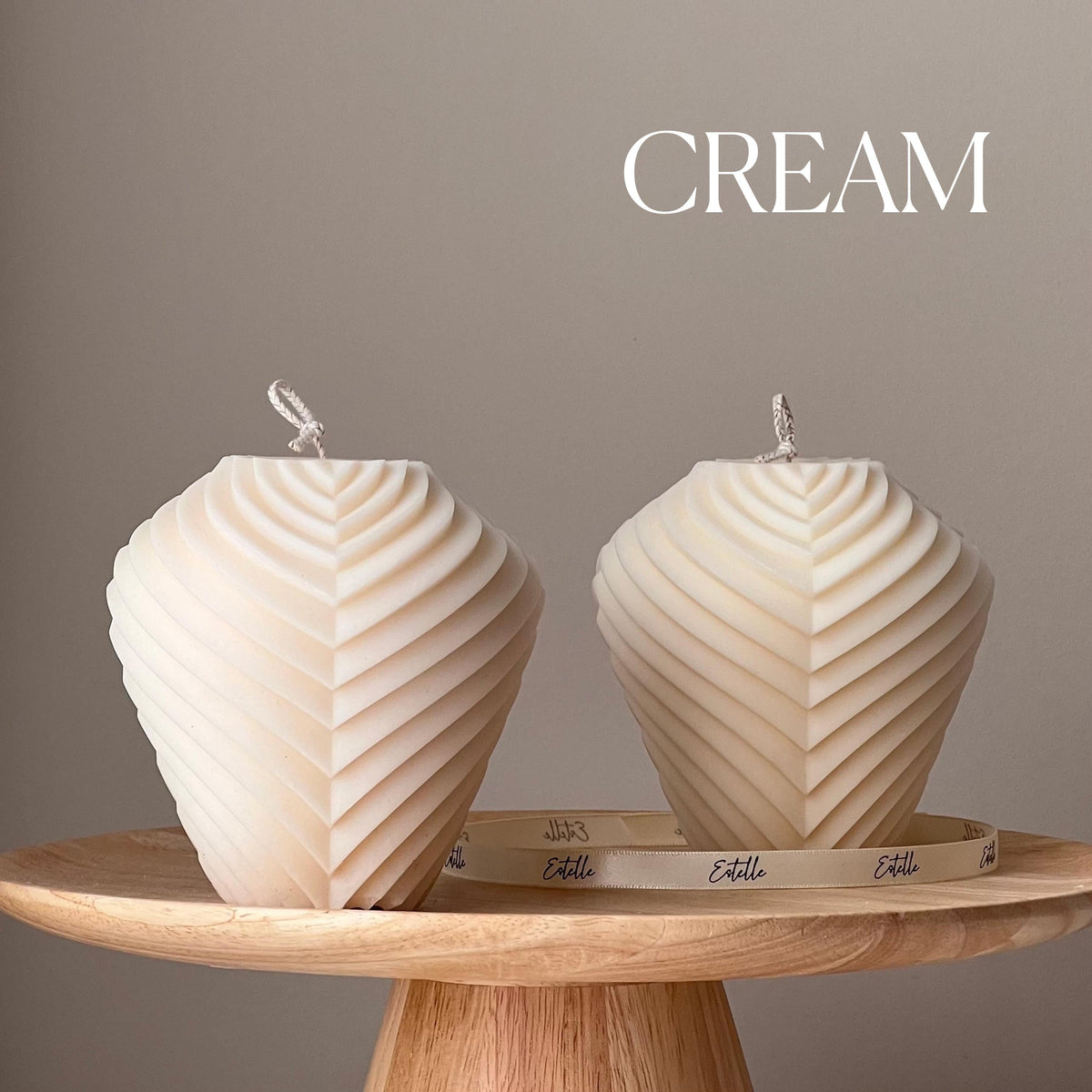 Large Ribbed Candle: Handmade Soy Wax Pillar Candle-4