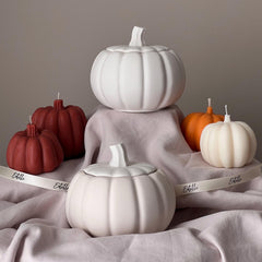 Pumpkin Jar Soy Wax Candle: Handmade Jesmonite Vessel, Autumn Scent-1