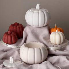 Pumpkin Jar Soy Wax Candle: Handmade Jesmonite Vessel, Autumn Scent-4