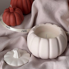 Pumpkin Jar Soy Wax Candle: Handmade Jesmonite Vessel, Autumn Scent-6