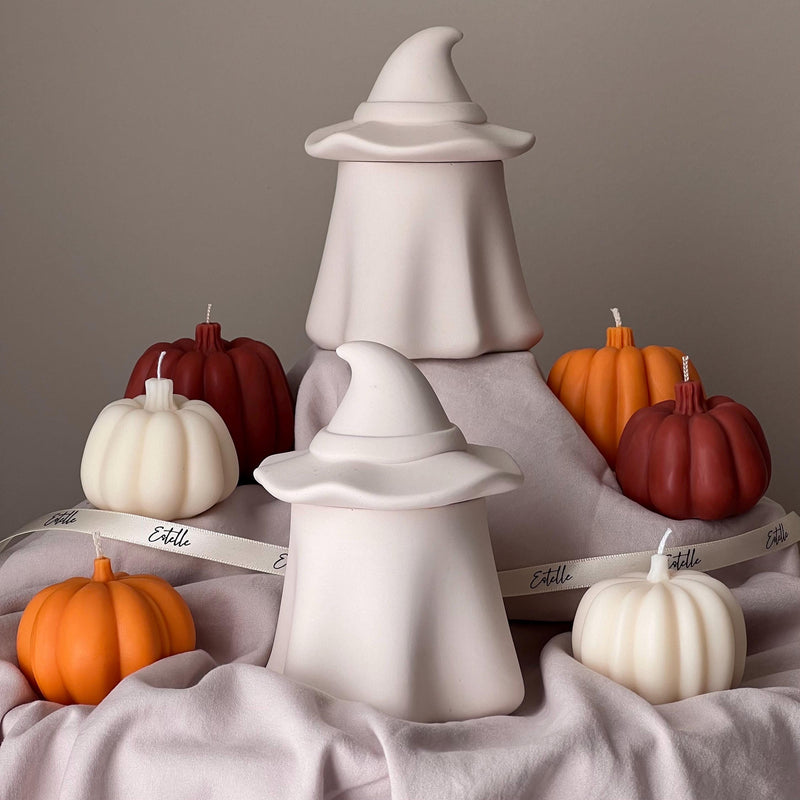 Ghost Jar Soy Candle: Handmade Jesmonite Vessel, Autumn Scent-1