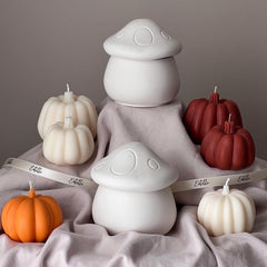 Mushroom Jar Soy Wax Candle: Handmade Jesmonite Vessel, Autumn Scent-1