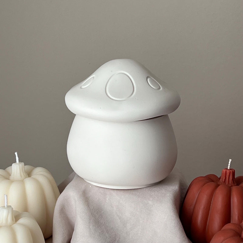 Mushroom Jar Soy Wax Candle: Handmade Jesmonite Vessel, Autumn Scent-3