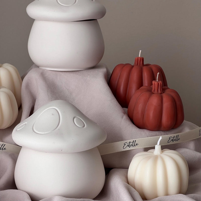 Mushroom Jar Soy Wax Candle: Handmade Jesmonite Vessel, Autumn Scent-5