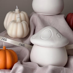 Mushroom Jar Soy Wax Candle: Handmade Jesmonite Vessel, Autumn Scent-4