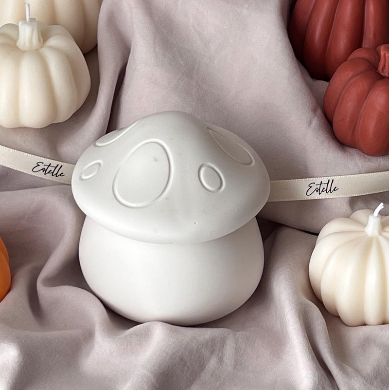 Mushroom Jar Soy Wax Candle: Handmade Jesmonite Vessel, Autumn Scent-6