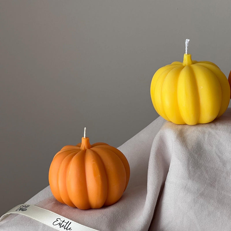 Handmade Pumpkin Soy Wax Candle: Autumn Halloween Decor-4