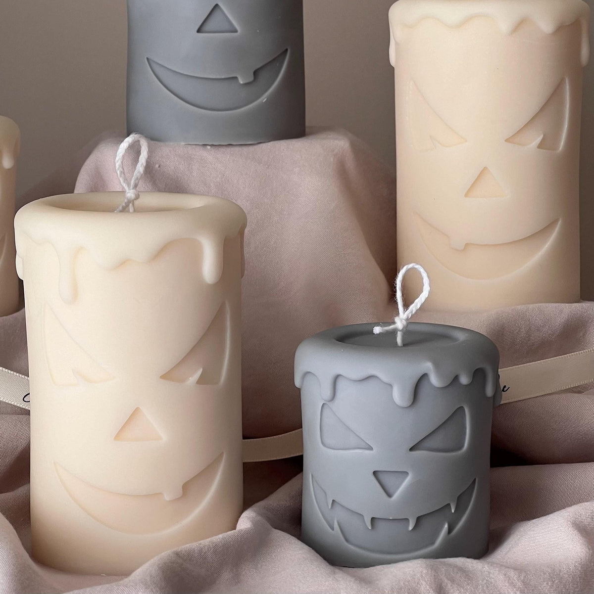 Handmade Scary Pumpkin Face Soy Candle | Halloween Decor-2